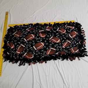 Handmade Dbl Fleece Tie Blanket Baby Crib Stroller Car Seat Footballs Goal Post